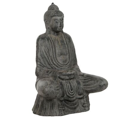 TERRACOTTA FIGURE 67X50X95 SITTING BUDDHA GRAY PATINA FD210549