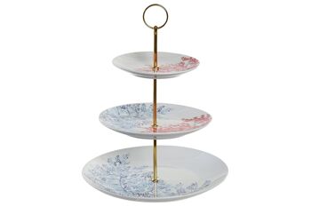 COUPE A FRUITS METAL PORCELAINE 27X27X34 3 ETAGES BLEU CORAIL PC204208 1