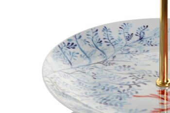 COUPE A FRUITS METAL PORCELAINE 27X27X34 3 ETAGES BLEU CORAIL PC204208 3