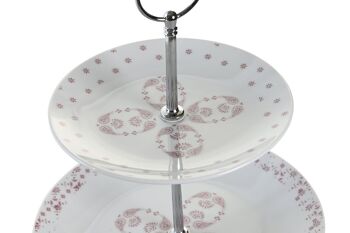 COUPE A FRUITS METAL PORCELAINE 27X27X34 3 ETAGES ROSE PC204181 2