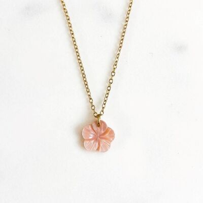 Collier Fleur rose thé