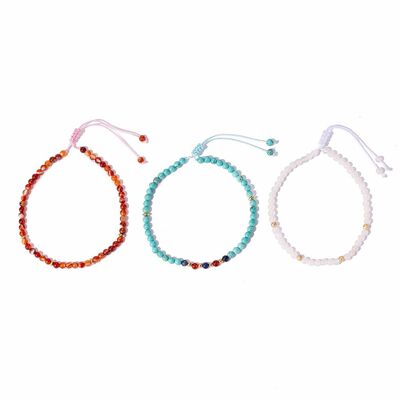 Spring - anklet set 3 pieces made of real gemstones