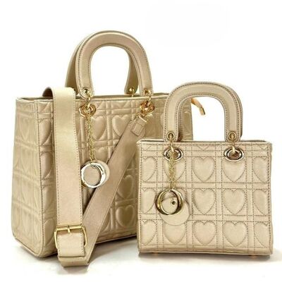 2 Synthetic Handbags with Heart Design for Women
