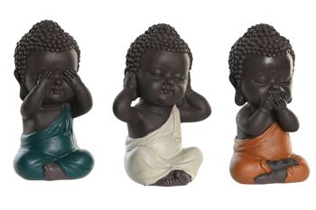 FIGURINE EN RÉSINE 5.5X5X10.5 BOUDDHA 3 ASSORTIMENTS. FD205635 1