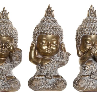 Figura in resina 7X5.5X13.5 Buddha invecchiato 3 assortimento. RF177376