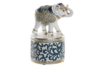 FIGURINE RÉSINE 9X9X16 ÉLÉPHANT BLEU FD202730 1