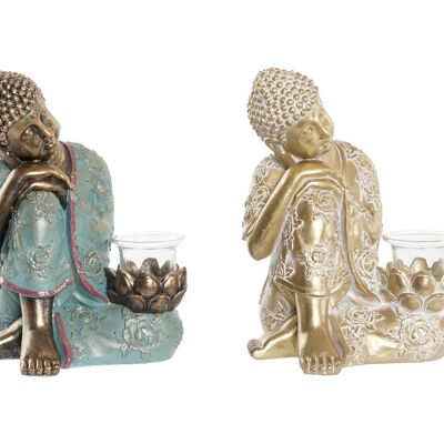 VERRE RÉSINE FIGURE 17X14.5X23.7 BOUDDHA 2 ASSORTIMENTS. FD203444