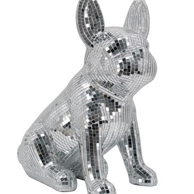 MIRROR RESIN FIGURE 28X17X33 SILVER DOG FD212856