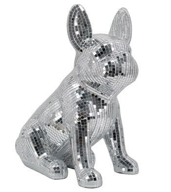 FIGURINE MIROIR RÉSINE 28X17X33 CHIEN ARGENT FD212856