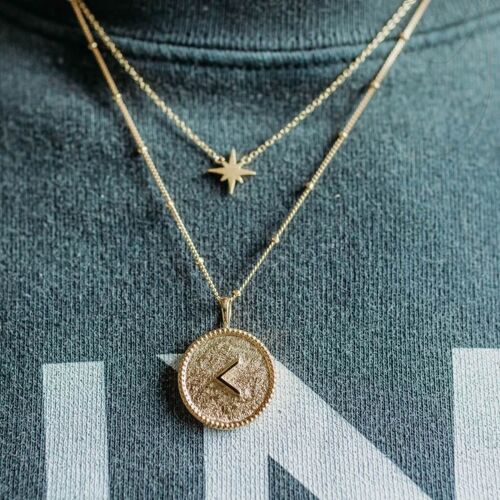 "Kind/Knowledge" Shorthand Gold Coin Necklace