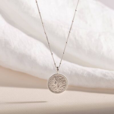 Collana con moneta in argento stenografia "Inspire".