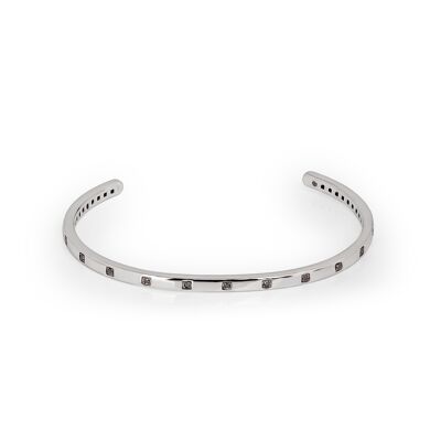 White burnished 9kt gold bracelet with 31 black diamonds.-l