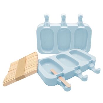 Moules à glace en silicone avec 50 bâtonnets en bois, en silicone, bonbons faits maison faciles et amusants, bleu 1