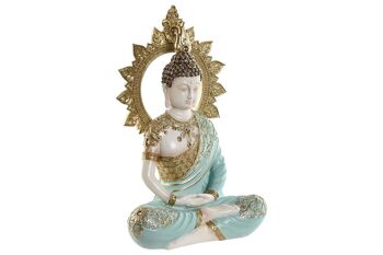 FIGURINE RÉSINE 21X12X33 BOUDDHA TURQUOISE FD212948 1