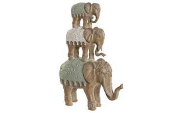 FIGURINE RÉSINE 24,5X9,5X35 ÉLÉPHANTS VERT MENTHE FD210041 1