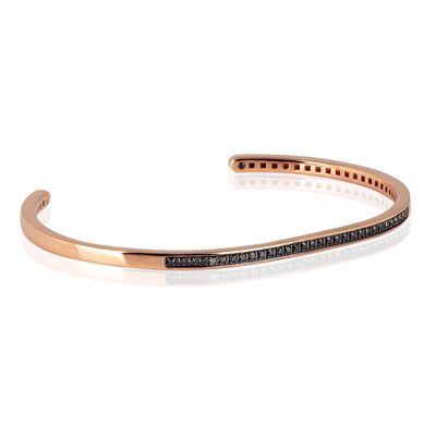 Bracelet made in gold 9 kt with 31 black diamonds.-l