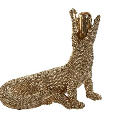 FIGURINE RÉSINE 26,5X18X23,5 CROCODILE DORÉ FD208559