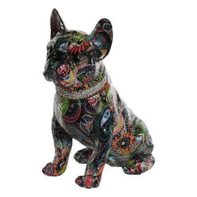 FIGURINE RÉSINE 26X15X29 CHIEN MULTICOLORE FD208570