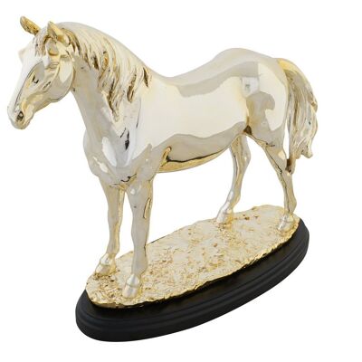 FIGURA IN RESINA 30X11,5X26 CAVALLO METALLIZZATO DORATO FD202539