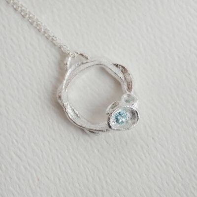 Collier cercle de branches d'aigue-marine et d'argent - Grand