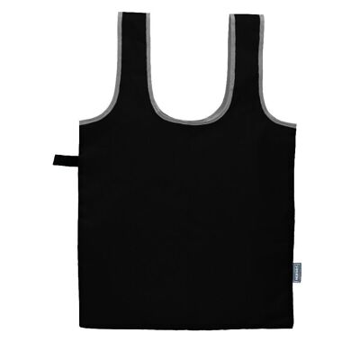 Faltbare Einkaufstasche mit elastischem Verschluss: Praktisch, ökologisch und sofort einsatzbereit, Schwarz