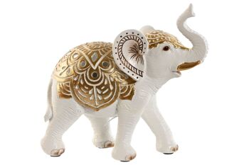 FIGURINE RÉSINE 15X6X14 ÉLÉPHANT DORÉ FD212956 1