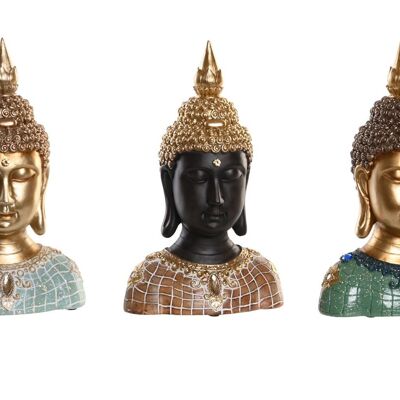 FIGURINE EN RÉSINE 16X10X26 TÊTE DE BOUDDHA 3 ASSORTIMENTS. FD202738