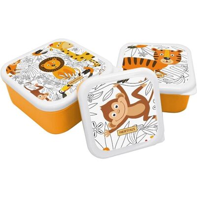 Portapranzo impilabili per bambini, set di 3 contenitori per bambini senza BPA, Lions