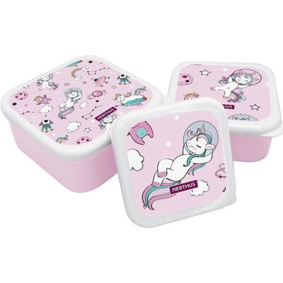 Stackable Lunch Boxes for Children, Set of 3 BPA-Free Children's Containers, Soccer