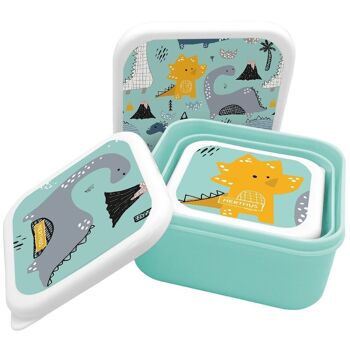 Boîtes à lunch empilables pour enfants, ensemble de 3 contenants pour enfants sans BPA, dinosaures 3