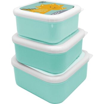 Boîtes à lunch empilables pour enfants, ensemble de 3 contenants pour enfants sans BPA, dinosaures 4