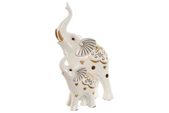 FIGURINE RÉSINE 11X8X19 ÉLÉPHANTS BLANCS FD212958 1