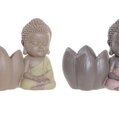 RESIN FIGURE 12.5X7.5X9.7 PINK BUDDHA STICK RF181354