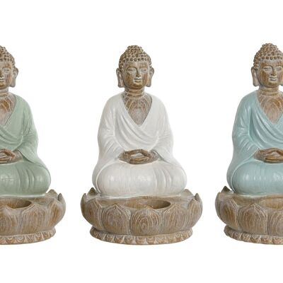 Figura in resina 12X12X18,5 Buddha Portacandele 3 Assortimento. FD210049