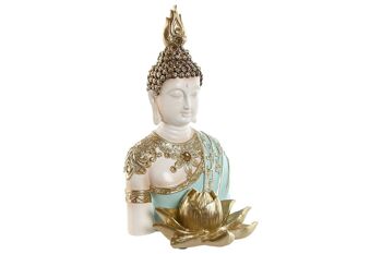 FIGURINE RÉSINE 12X12X22 BOUDDHA TURQUOISE FD212949 1