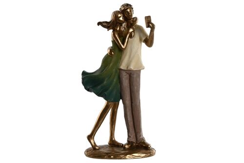 FIGURA RESINA 12X8,5X25,5 PAREJA SELFIE VERDE FD210036