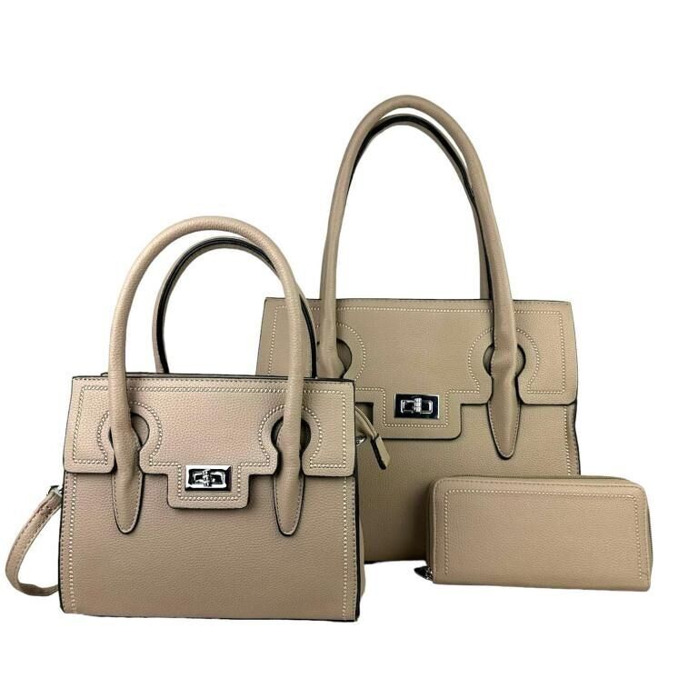 3 pezzi di borsa a tracolla, borsetta e portafoglio in materiale sintetico