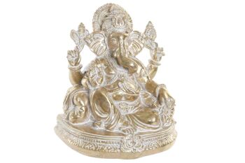 FIGURINE RÉSINE 14X11,5X16 GANESHA DORÉ RF181356 1