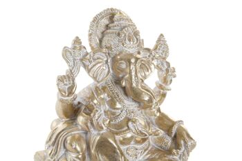 FIGURINE RÉSINE 14X11,5X16 GANESHA DORÉ RF181356 2