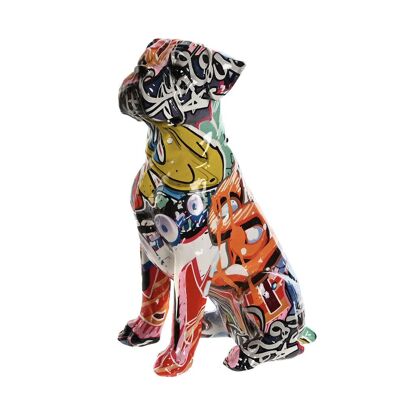 Figurine en résine 14x9x19,5 chien multicolore FD210671