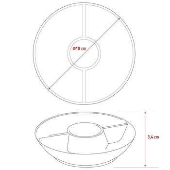 Assiette à snacks triple ronde en porcelaine, présentation élégante de vos apéritifs préférés, blanche 2