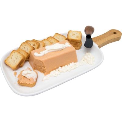 Bandeja de Porcelana para Snacks con Asa de Bambú, Elegancia y Funcionalidad en la Hora del Aperitivo, Blanco