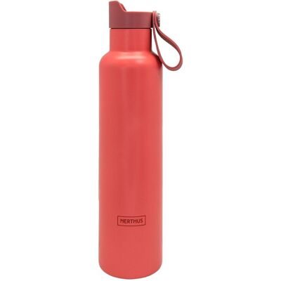 CLICK & DRINK Sports Bottle! 750 ml Double Wall with Click Stopper, Coral