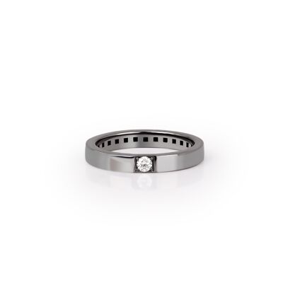 Engagement ring made in titanium with black diamond.-19