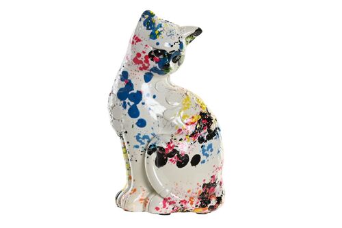 FIGURA RESINA 10X7X17 GATO MULTICOLOR FD202699