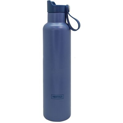 CLICK & DRINK Sports Bottle! 750 ml Double Wall with Click Stopper, Navy Blue