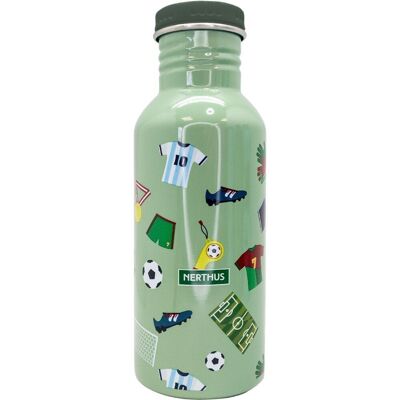 Kinderwasserflasche mit auslaufsicherem Strohhalmverschluss 500 ml, Wasserflasche für Kinder, Fußball