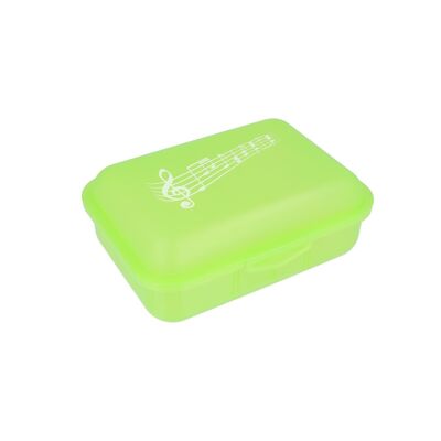 Lunch box with click closure and music print, 3 colors - color: lime