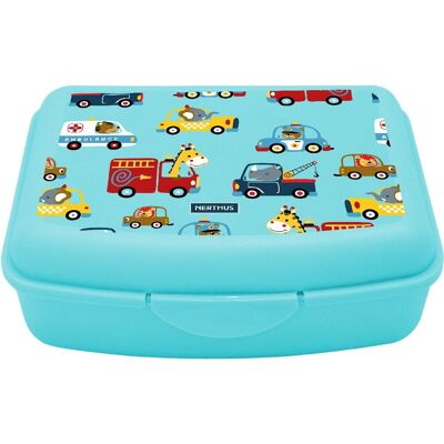 Children's Car Lunch Box, Lightweight and Easy to Clean Lunch Box with Divider and Fork, Cars