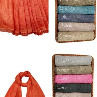 Bufanda de Lino Mujer con Colores Lisos y Agradable al Tacto
